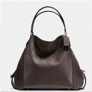 Coach Edie 42 Shoulder Bag in Chestnut Buffalo-Embossed Leather and Suede
